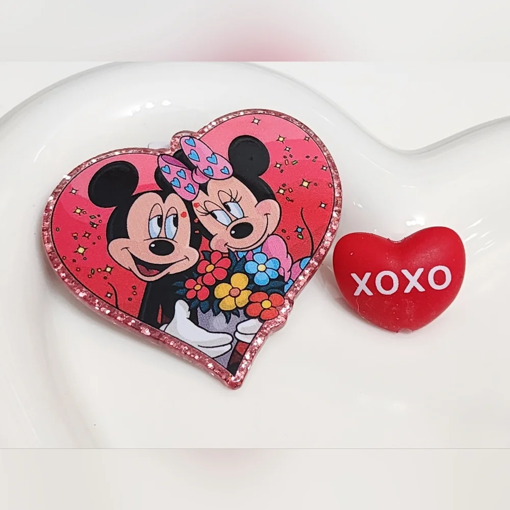Acrylic Flatback Valentine Beads XOXO Love Badge Crafts‎ Keychain Magnet Heart